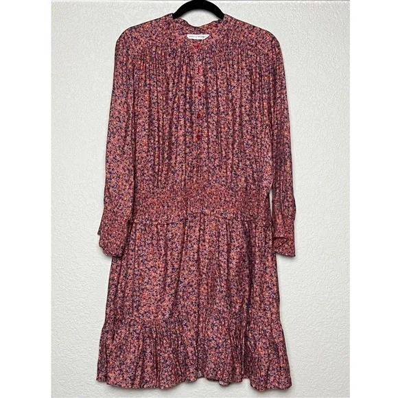 REBECCA MINKOFF Ruffle Hem Smocked Tie Waist Long Puff Sleeve Floral Dress XXL - Picture 6 of 14